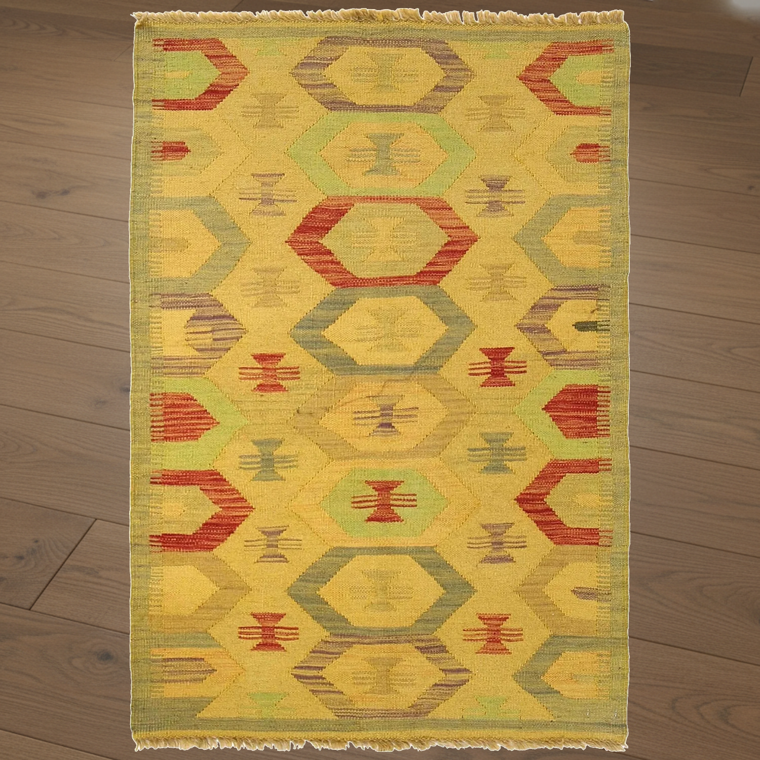 Overdyed Kilim (Yellow) 77 x 124 (cm) 2.6 x 4.11 (ft)