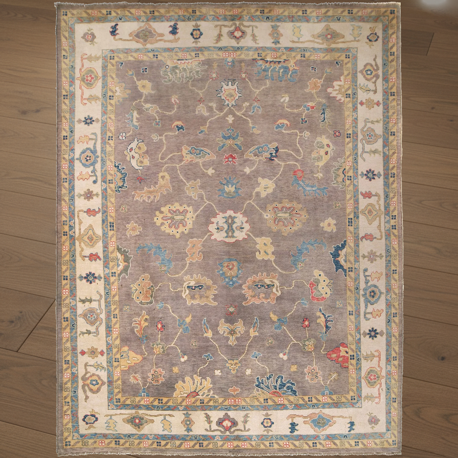 Hand-knotted Oushak Carpet 268 x 353 (cm) 8.10 x 11.7 (ft)