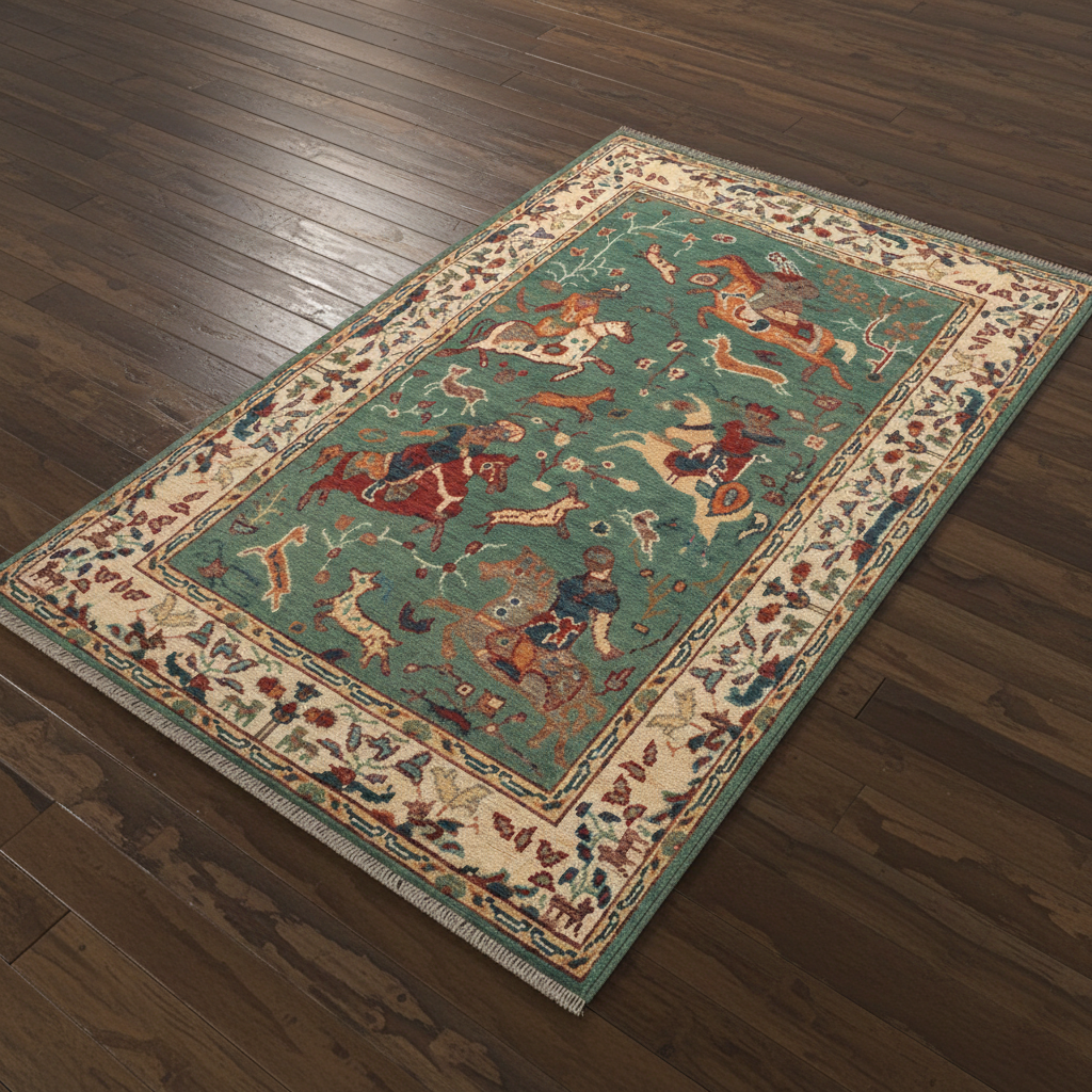 Handmade Pictorial Rug 121 x 181 (cm) 4.0 x 5.11 (ft)