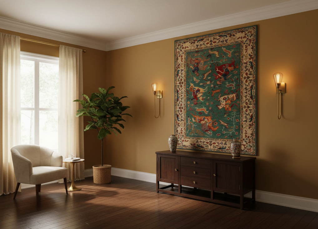 Handmade Pictorial Rug 121 x 181 (cm) 4.0 x 5.11 (ft)