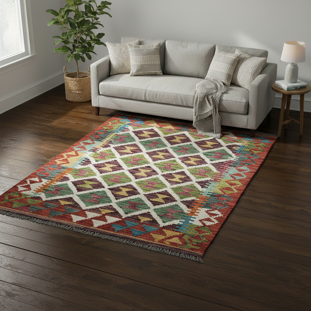 Versatile Kelim Rug 2.9 x 3.11 (ft) 83 x 120 (cm)