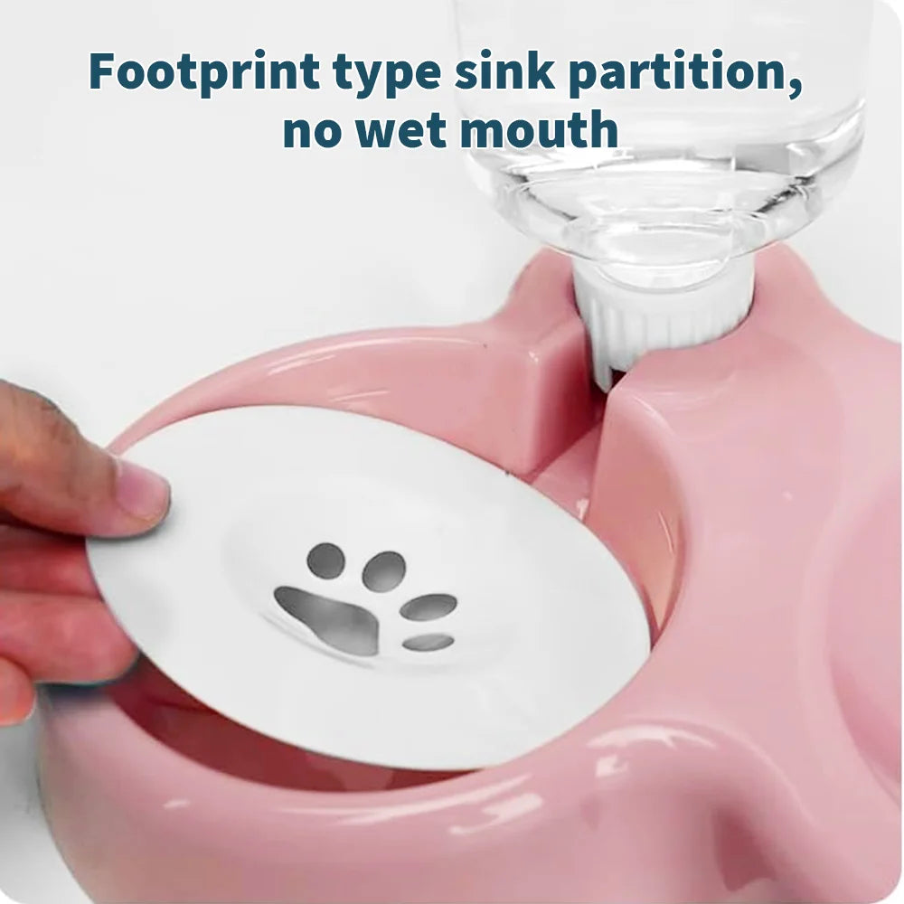 Pet Feeder Pet Dog Cat Food Bowl Automatic Feeder 2 in 1 Eating Drinking Water Container Anti Slip Double Feeding Bow