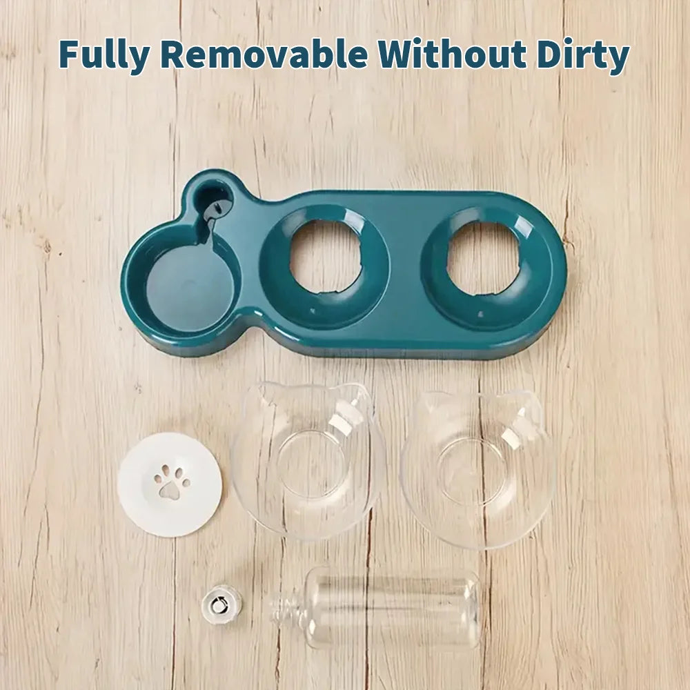 Pet Feeder Pet Dog Cat Food Bowl Automatic Feeder 2 in 1 Eating Drinking Water Container Anti Slip Double Feeding Bow