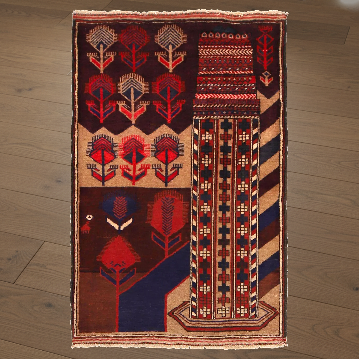 Small Handwoven Pictorial Rug 90 x 138 (cm) 2.1 x 4.6 (ft)