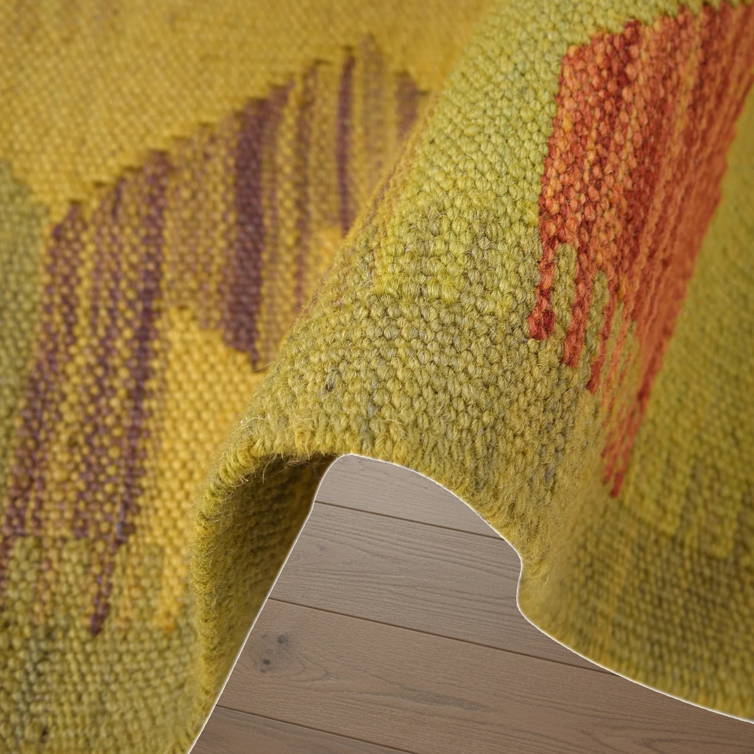 Overdyed Kilim (Yellow) 77 x 124 (cm) 2.6 x 4.11 (ft)