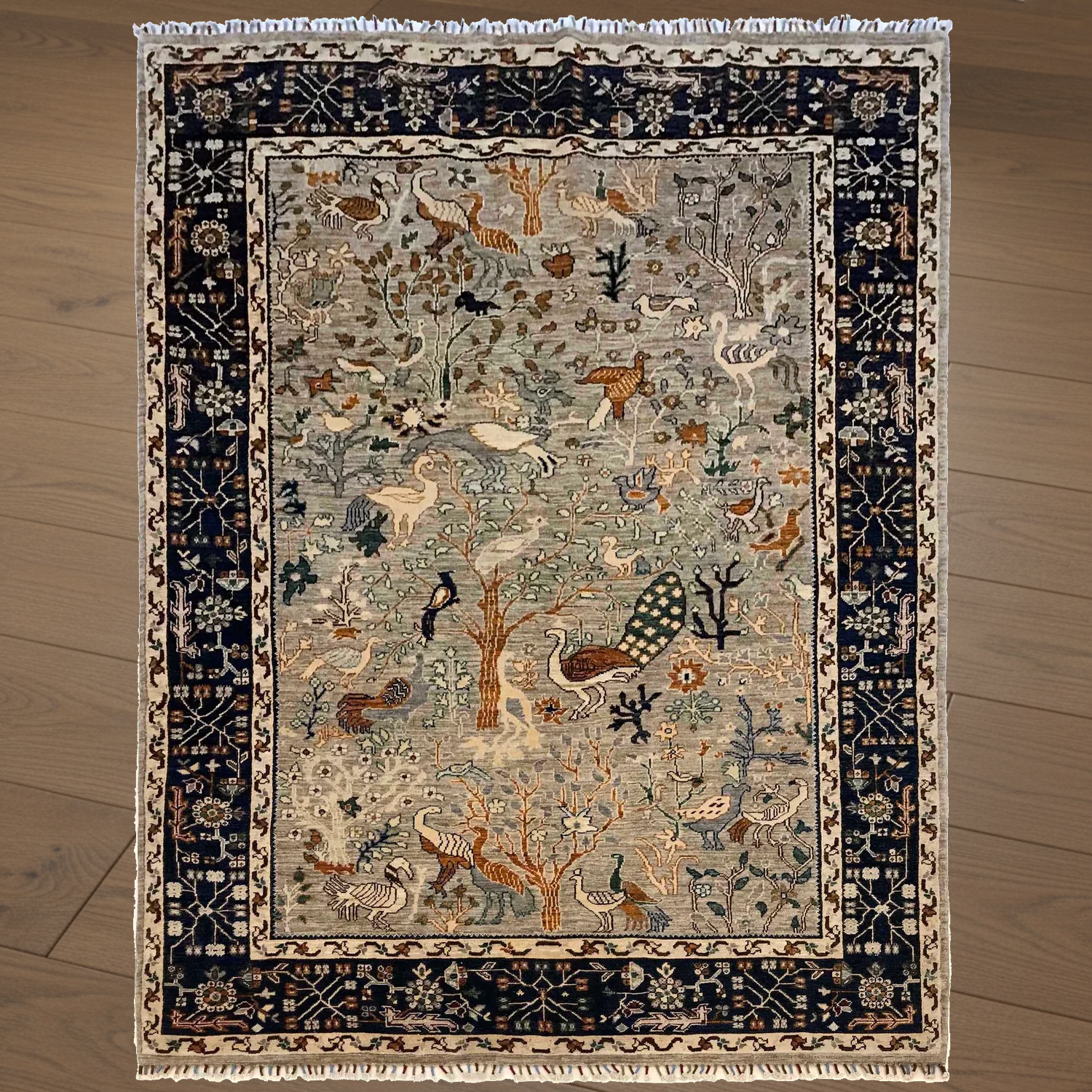 Hand Woven Tree Of Life Rug 182 x 273 (cm) 6.0 x 8.11 (ft)